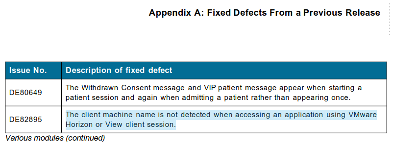 Issue DE82895: The client machine name is not detected when accessing an application using VMware Horizon or View client session.